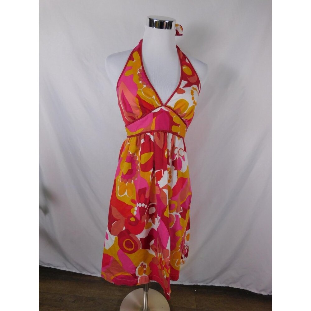A.n.a Dress Womens 4 Multicolor Floral Halter Empire Waist Knee Length Sundress